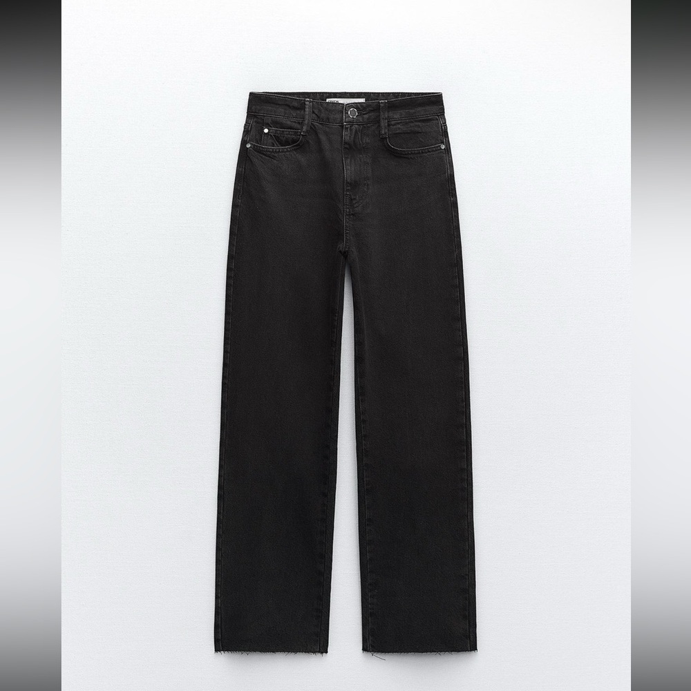 Zara Black High Rise Straight Leg Pants